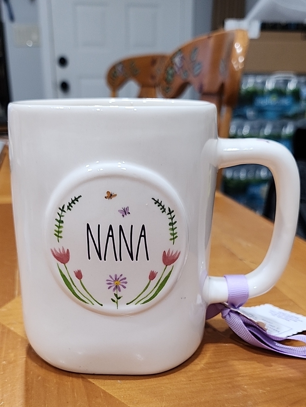 Rae Dunn White 'NANA' Floral Ceramic Mug